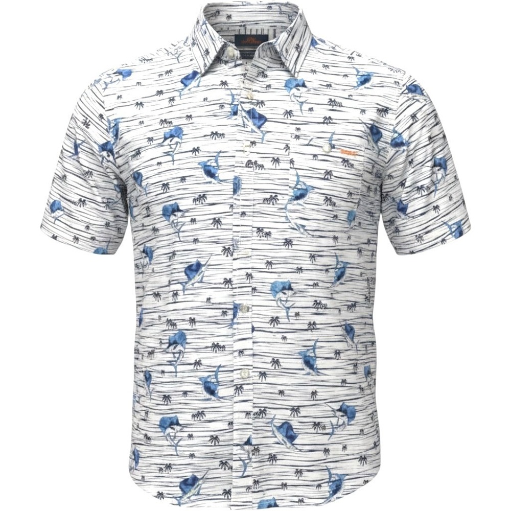 Salt Life SLX Fishing Shirt Mens XL White Blue Marlin Vented Performance Coastal
